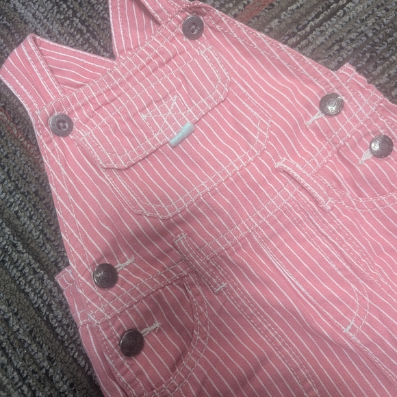 Baby Boden Pink and White Striped Overalls - Picture 2 of 5